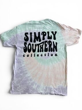 Simply Southern Pastel Mint, Lavender & Peach Tie-Dye Logo Tee Size Medium